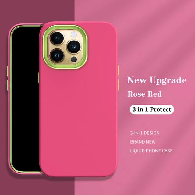 

Оригинальный противоударный защитный чехол 3 в 1 из жидкого силикона для Iphone 12 13 Mini 11 Pro Xs Max X Xr Se3 7 8 6s Plus Se2, мягкий бампер For iPhone 13Pro Max розы красного