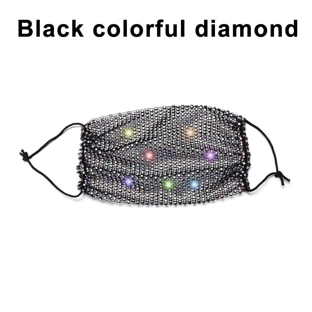 Bling Reticulated Rhinestone Night Club Party Adult Face Mask Vintage Trendy Crystal Mouth Mask Popular Dance Exotic Veil Masks