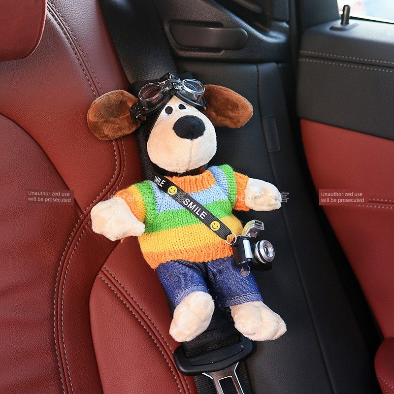 Car Seatbelt Shoulder Pad Cute Cartoon High-End Style Dog-Shaped Car Protective Cover Anti-Neck Strain Car Decoration