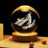 Remote Control Crystal Ball Night Light with Wooden Base – 3D Carving Luminous Glass Ornament, Perfect for Birthdays.