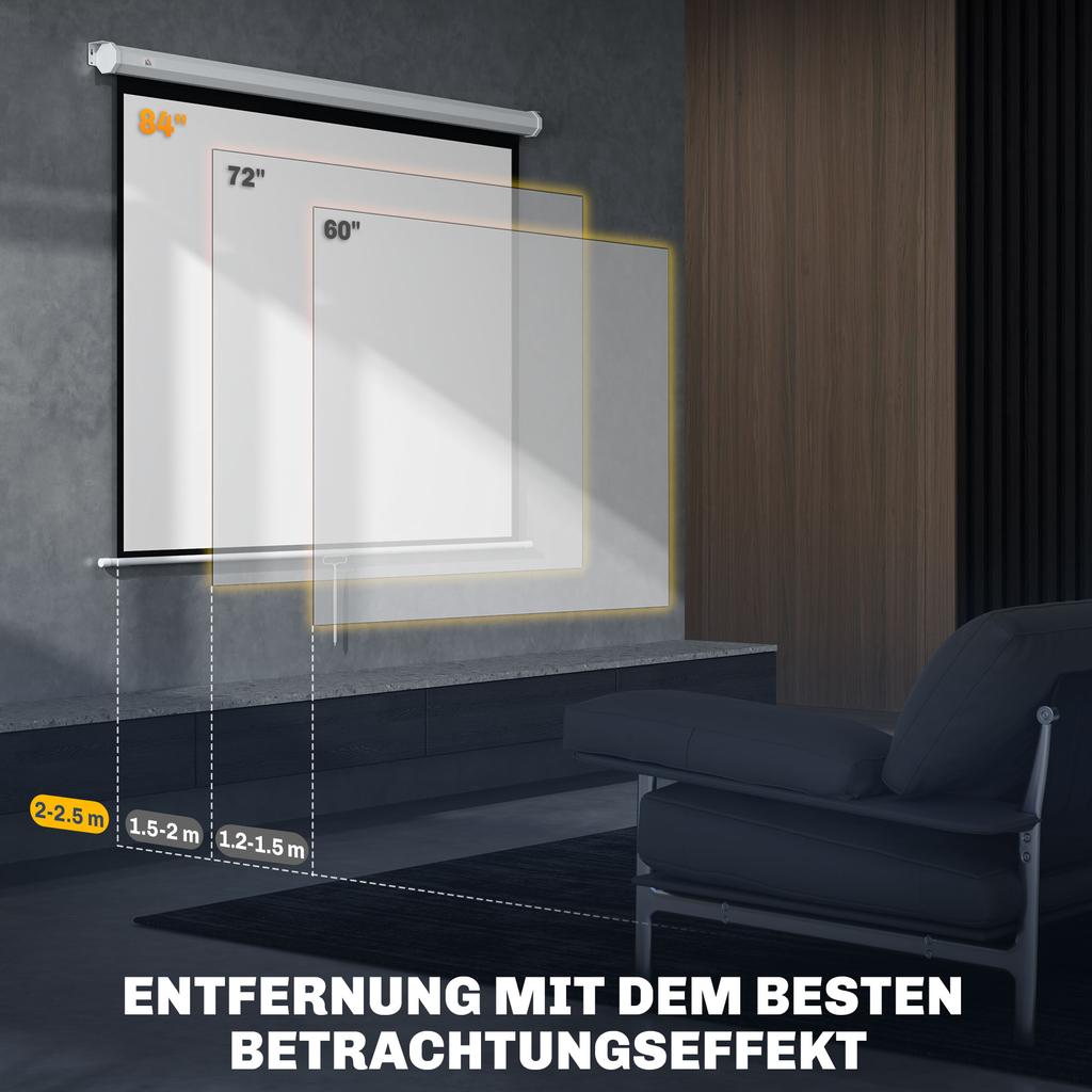 Projector Screen 171 X 128 Cm (84 Inch) 4:3 HD 4K Projection Screen Plastic, Metal Home Theater
