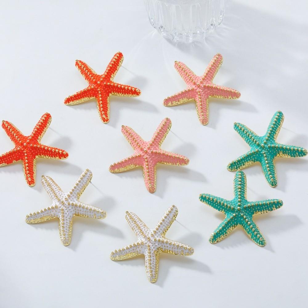Personality Colored Glaze Starfish Earrings Conch Octopus Starfish Star Dangle Earrings Festival