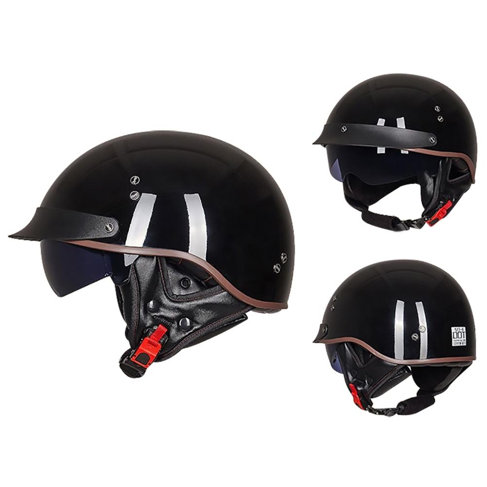 Retro Helmets For Motorcycle Capacete De Moto Helmet Vintage Street Touring Scooter Half Helmet Built In Visor DOT Certification