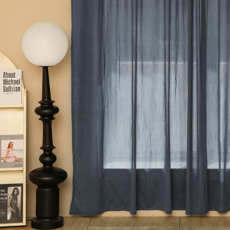 Solid-color Chiffon Curtains, French Retro Semi-blackout Drapery, Nordic Modern Style Simple and Light Luxury Privacy Curtains