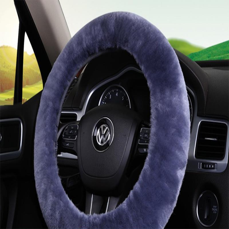 OFLBA Real Fur Car Steering Wheel Cover Auto Australian Sheepskin Steering Wheel Covers Universal Warm