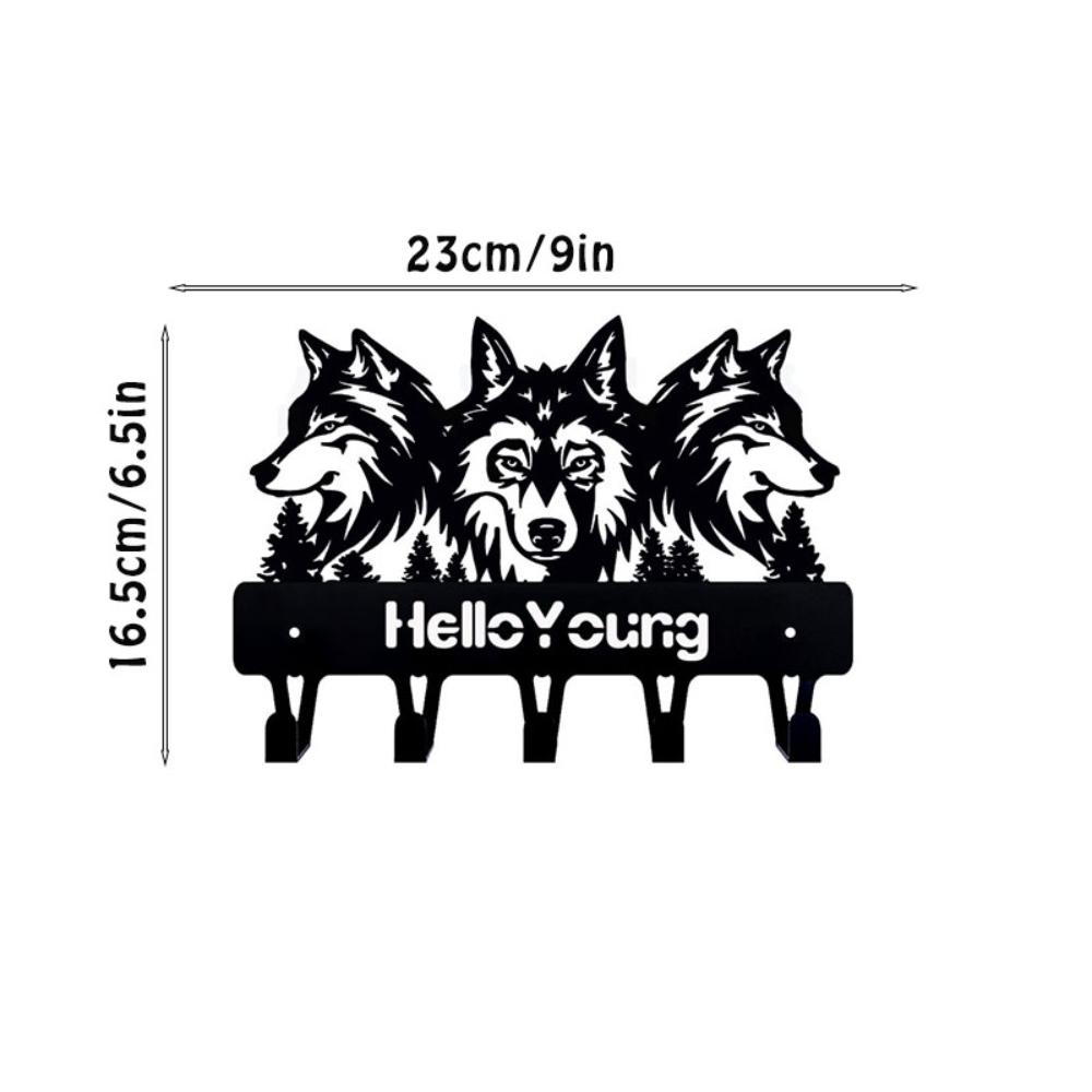 

1 шт. вешалка Timberwolf Metal Silhouette, поводок для ключей, настенное крепление, кронштейн для хранения, вешалка для полотенец, кованое железо чёрный