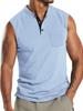 Men's Sleeveless Men's V-neck Button Sport Breathable Wide Shoulder Man T-shirt