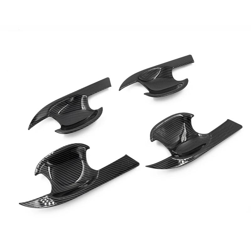 For Toyota Highlander Kluger    Carbon Car Exterior Door Handle Frame Protect Decoration Cover Trim Accessories