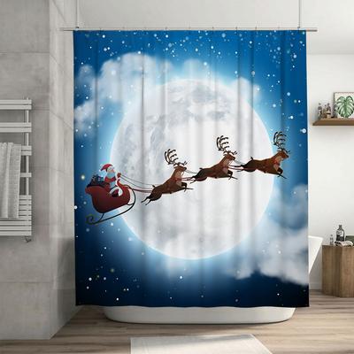 TU Noël Père Noël Rennes Élan Fête Festif Salle de Bain Rideau de Douche Ensemble Imperméable Décoration Maison Cadeau de Noël