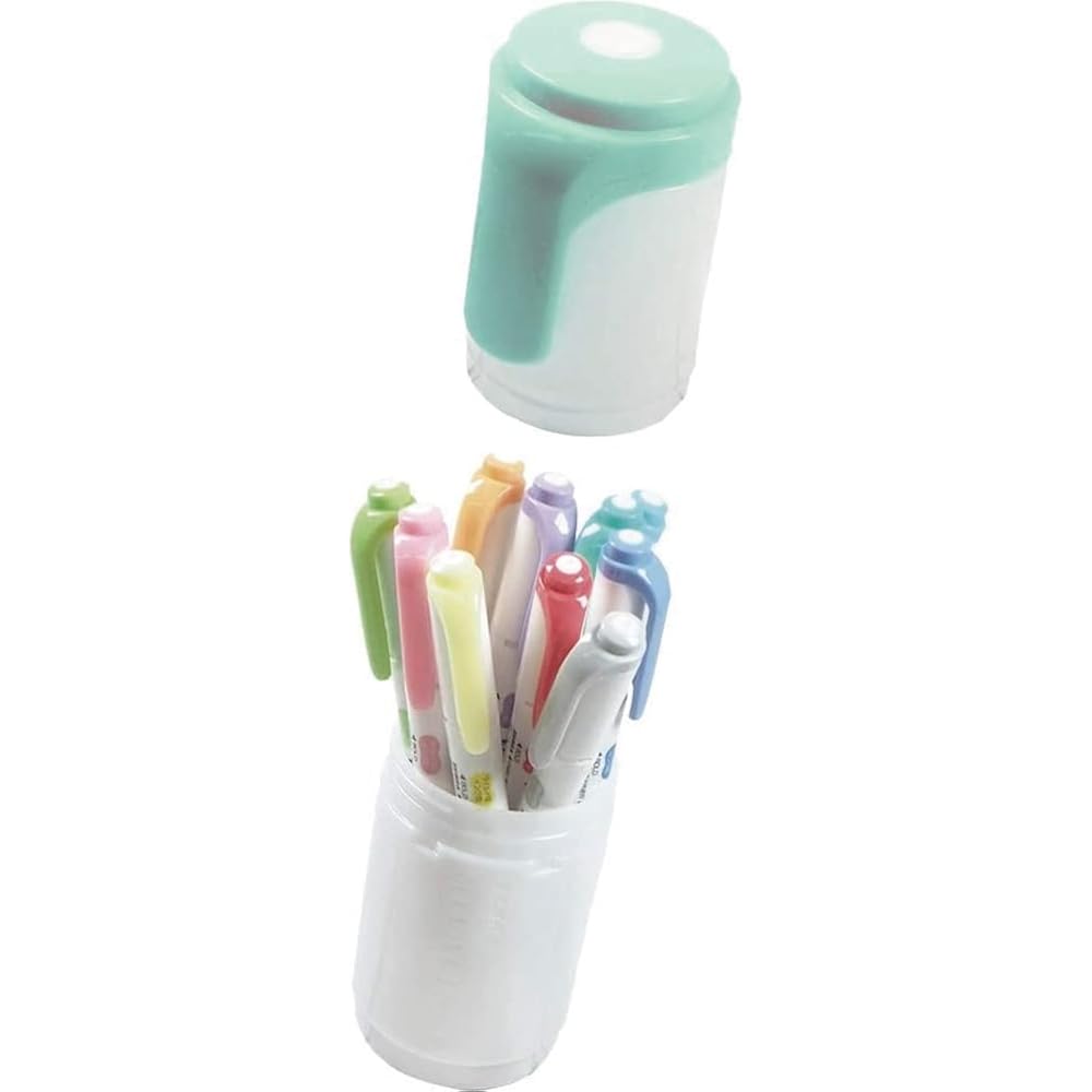 WKT7-HD-BG-AZ Zebra Highlighter Mildliner 10 Colors with Hard Case, Blue Green