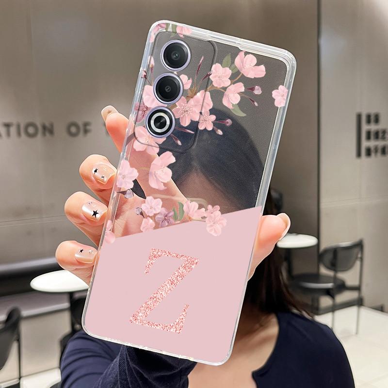 Letter Case For OPPO A3 Pro 5G A80 5G Fundas Fashion Flower Back Cover Transparent Soft Silicone TPU Clear Printing Phone Casing