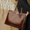 Elegante Borsa a Shopper in Pelle di Mucca Marrone con Texture Coccodrillo – Spaziosa ed Elegante per Viaggio e Lavoro