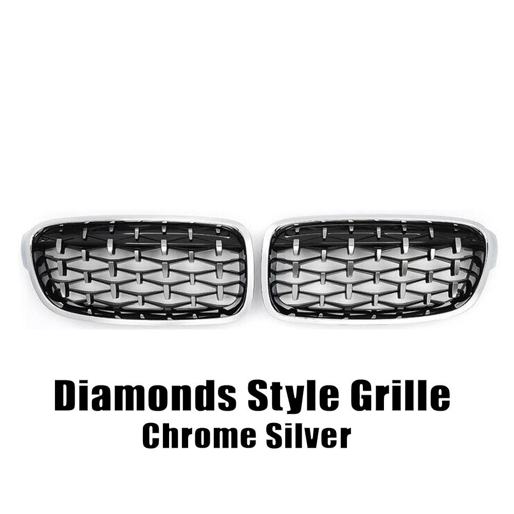 Front Bumper Grille For BMW 3 Series F30 F31 F35 2012-19 320i 325i 328i Silver Diamond Style Grill Diamond-Silver