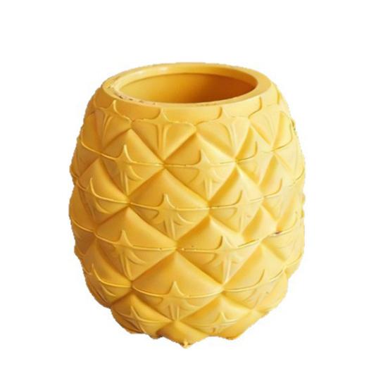 3D Printed Pineapple Shaped 2-in-1 Pen Holder & Plant Pot, Bright Yellow Pens Cup, Multi-Use Container for Stationery Makeup Brushes Succulents &