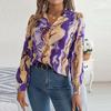 Spring Autumn Contrasting Color Shirts Women Casual Notched Long Sleeve Single Breasted Blouse Elegant Office Lady Clothes