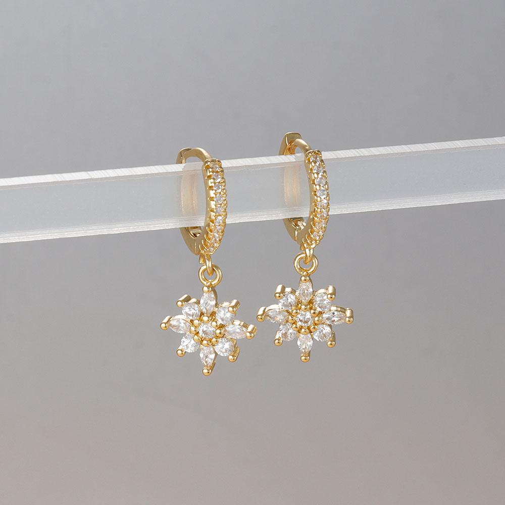 Luxury Stainless Steel Star Dangle Earrings For Women Sparkling Zircons Geometric Ear Piercing Earring Fashion Jewelry Aretes