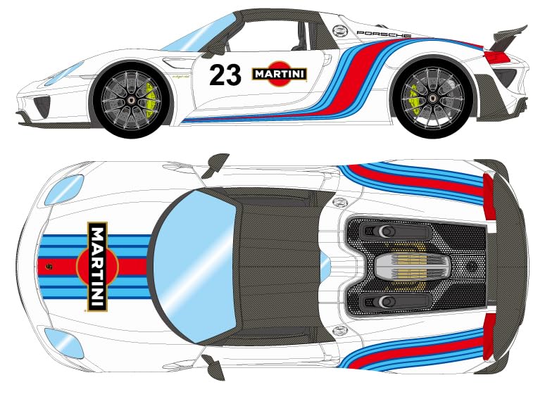 Make up EIDOLON Porsche 918 Spyder Weissach Package 2011 Rear Wing Up Stripe Finished Model EM812A 1/43 White/Martini
