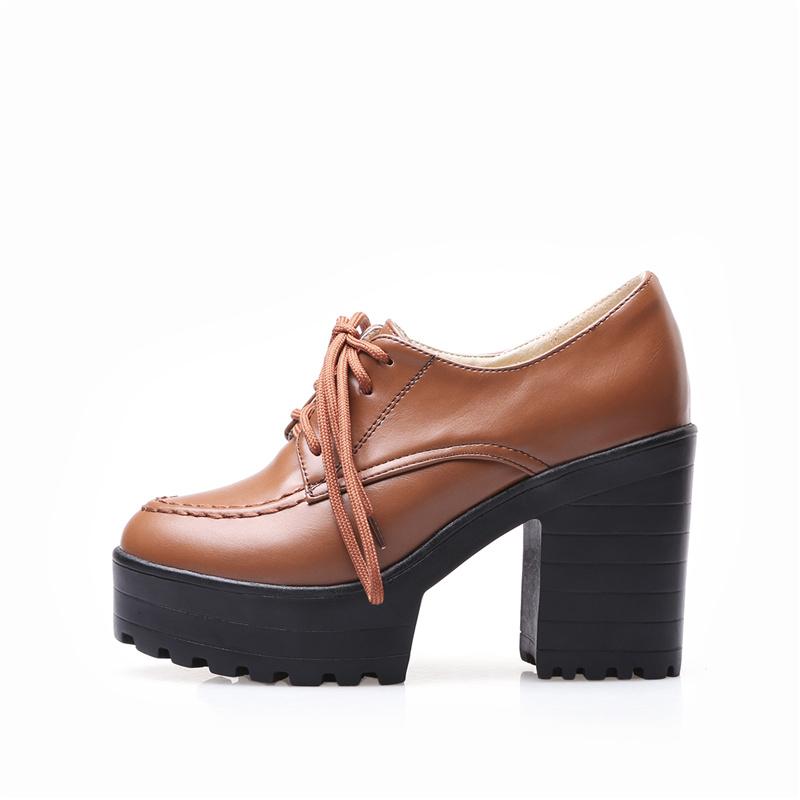 Classic Lace-up Ankle Boots For Women Red White Punk Heels Platform Euro Style Women's Shoes Autumn Spring High Heels Pump Shoes