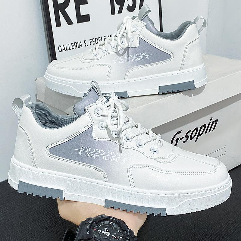 Fashion Mesh Fashion Men Casual Sneakers Lace-up Breathable Lightweight Vulcanized Shoes Men's Shoes Outdoor Sports Shoe Small White