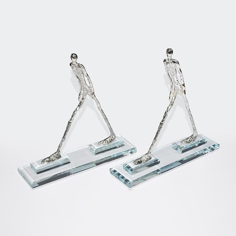 Creative Portrait Sculpture Metal Handicrafts Golden Man Zinc Alloy Crystal Art Figures Metal Figurine Home Decoration