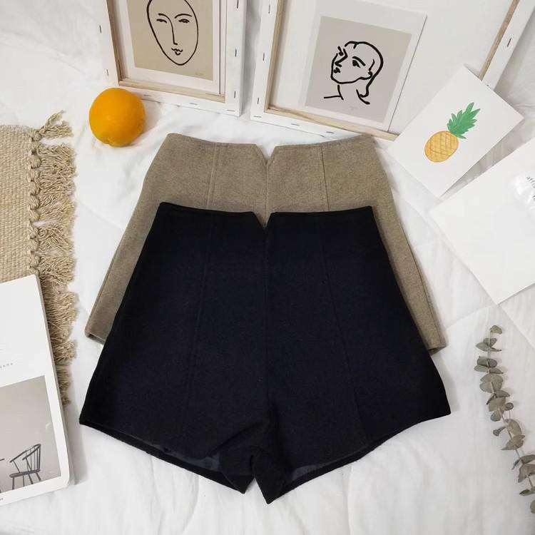 

Женские шерстяные шорты больших размеров с высокой талией - А-силуэт, стиль бутти для осени/зимы 2024. XL чёрный