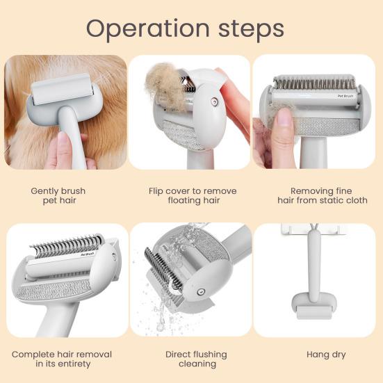 Pet Grooming Brush Self Cleaning Rake Cats Hair Removal Tool Deshedding Comb Removes Loose Undercoat for Long Haired Cats Dogs