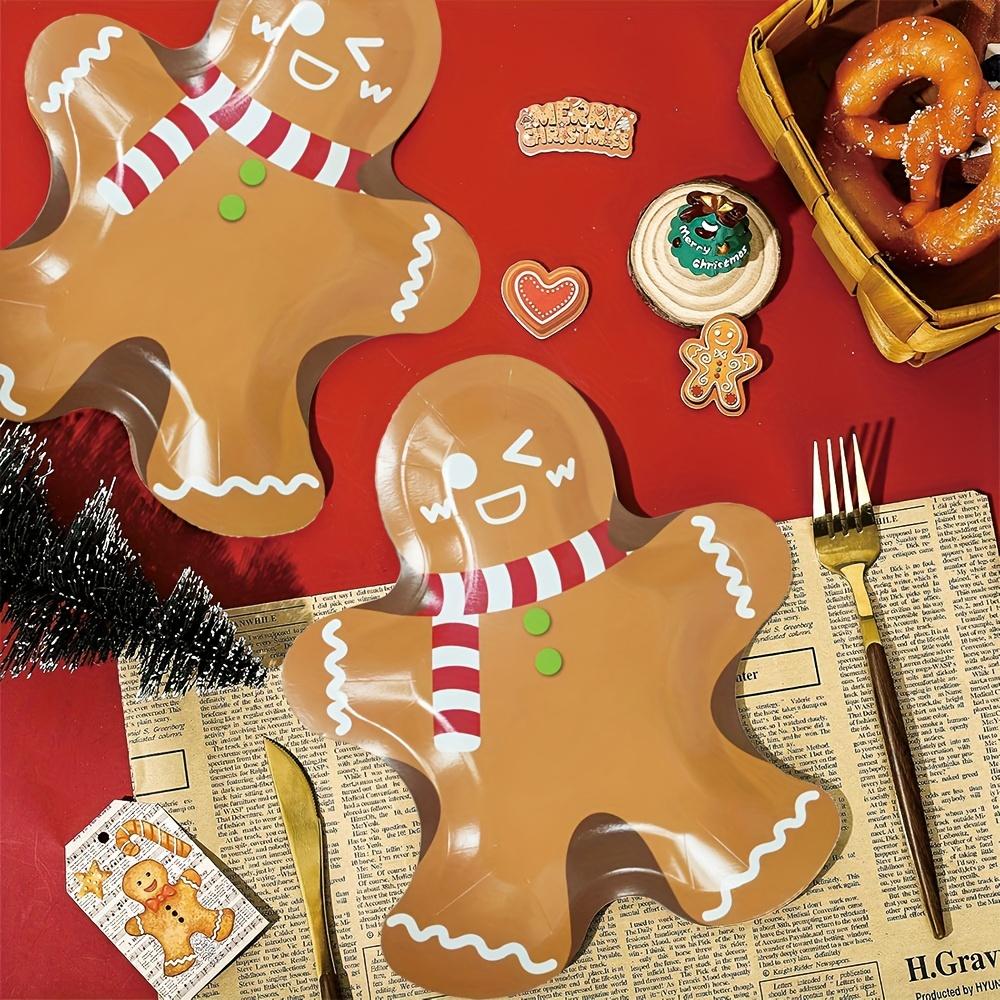 10 Piece Paper Plate Set Gingerbread Man Shaped Disposable Plates Perfect for Christmas Thanksgiving Holiday Celebrations