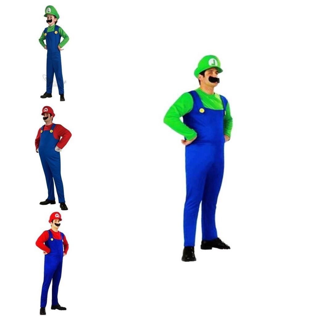Super Mario Bros Luigi Kostüm für Kinder und Erwachsene Atmungsaktives Ganzkörper-Cosplay-Kleid mit exquisiter Verarbeitung