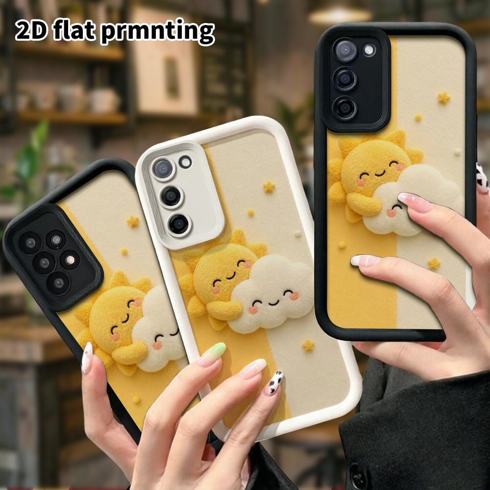 Phone Case: 2D Flat Samsung Galaxy A34 A35 M05 M06 S20 S22 S21 FE Plus 5G Protective Case, with Sun and Clouds, Perfect Christmas and Halloween Holida