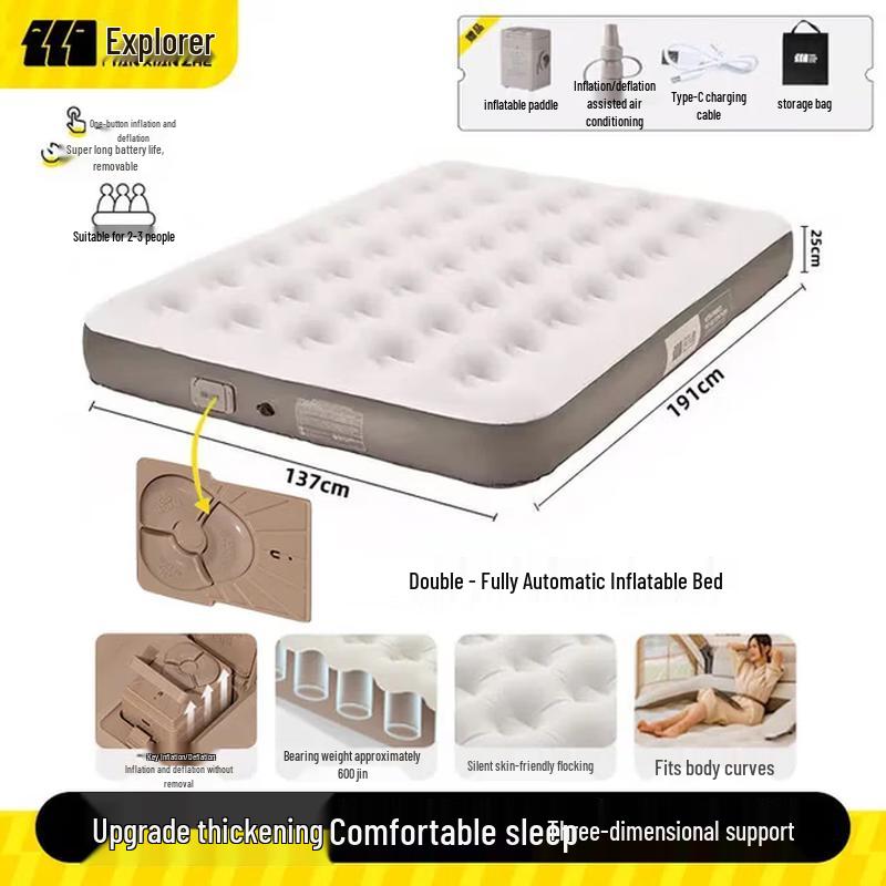 Explorer Double Outdoor Camping Inflatable Air Bed with Auto Pump