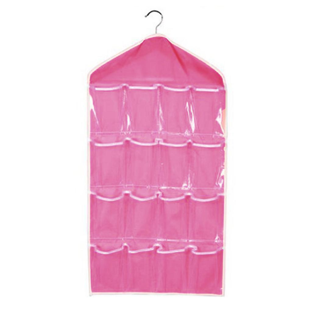 16 Grids Clear Hanging Clothes Storage Bag Transparent Laundry Closet Pocket Bag for Home Wardrobe Organizer Hanger Not Include