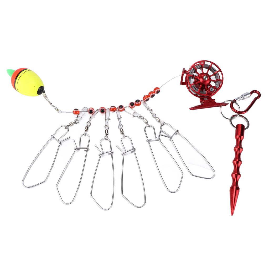 Fishing Lock Buckle with Reel Stainless Steel Live Fish Locks Belt Floats Fishing StringerRed
