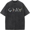 Camiseta con Estampado de Retrato Lavado Vintage Gráfico de Fe Religiosa Camiseta Casual Oversize de Manga Corta para Hombre Mujer