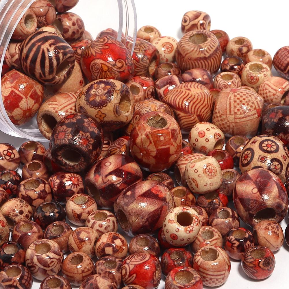 50pcs/lot Vintage Natural Big Hole Wooden Beads For Jewelry Making Loose Spacer Beads DIY Bracelet Necklace Accessory