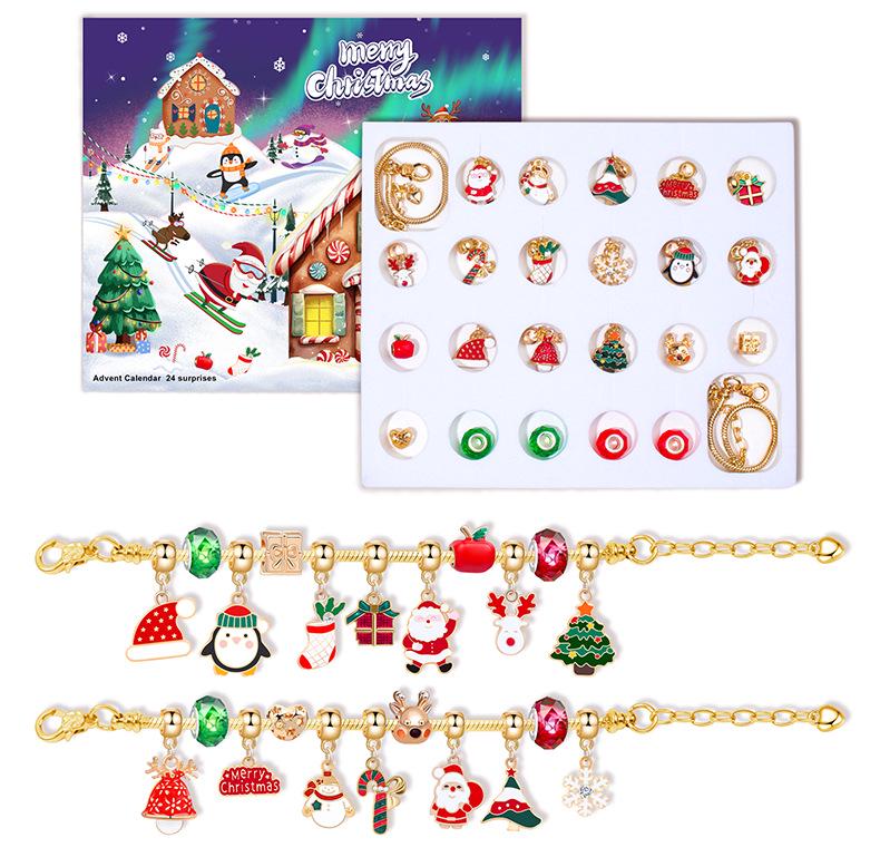DIY Kristallperlen Weihnachtsarmband Set - Weihnachtsmann Geschenk Überraschungsbox für Kinder