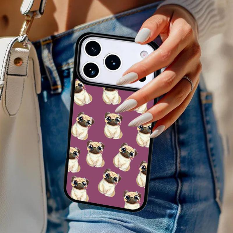 

CUTE PUPPY PUG DOG MOPS soft Phone Case For iPhone 17 Air 14 15 13 12 Max Cover For Apple 14 15 16 16e 11 Pro Max Plus Coque iPhone 14