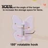 Hair Tie Holder Hook Rotating Butterfly Adhesive Wall Hooks, 3-Prong No-Drill Swivel Hangers, with Key Adjustable Angle Space-Saving Hook, for