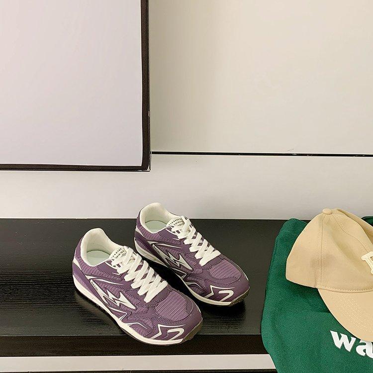 

2025 early autumn new mesh breathable retro thick-soled low-top dad shoes sports and leisure shoes German training shoes women 35 фиолетовый