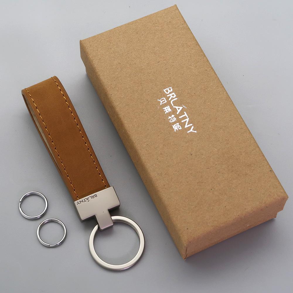 Belleterny Frosted Genuine Leather Keychain - Luxury Keyring Pendant with Logo Customization.