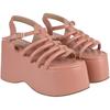Shoetopia Women'S Peach Platform Sandals Chunky Wedge Gladiator Style|| Caged Straps & Adjustable Buckle  Trendy Summer