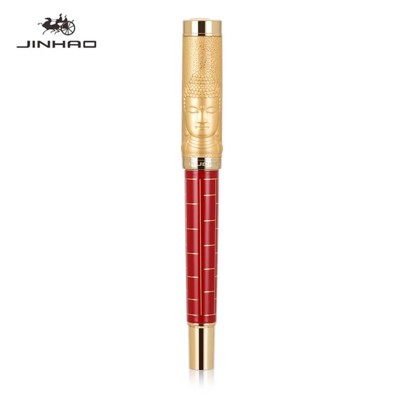 

JINHAO WUDAO Sakyamuni Metal Fountain Pen F M Heartbeat Nib Luxury Pen Office School Supplies Business Stationery PK 9019 M червоний