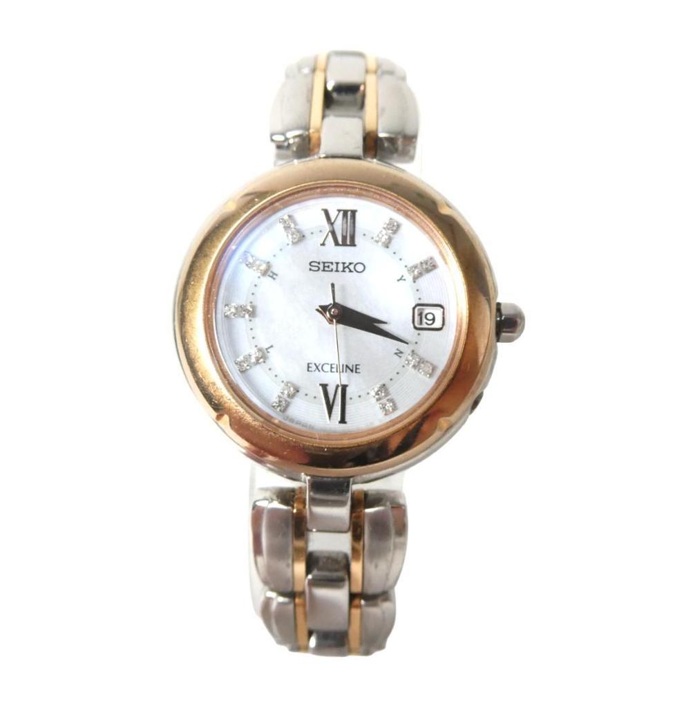 [USED] SEIKO Exceline 1B22-0CH0 Diamond Solar Radio-Controlled Wristwatch