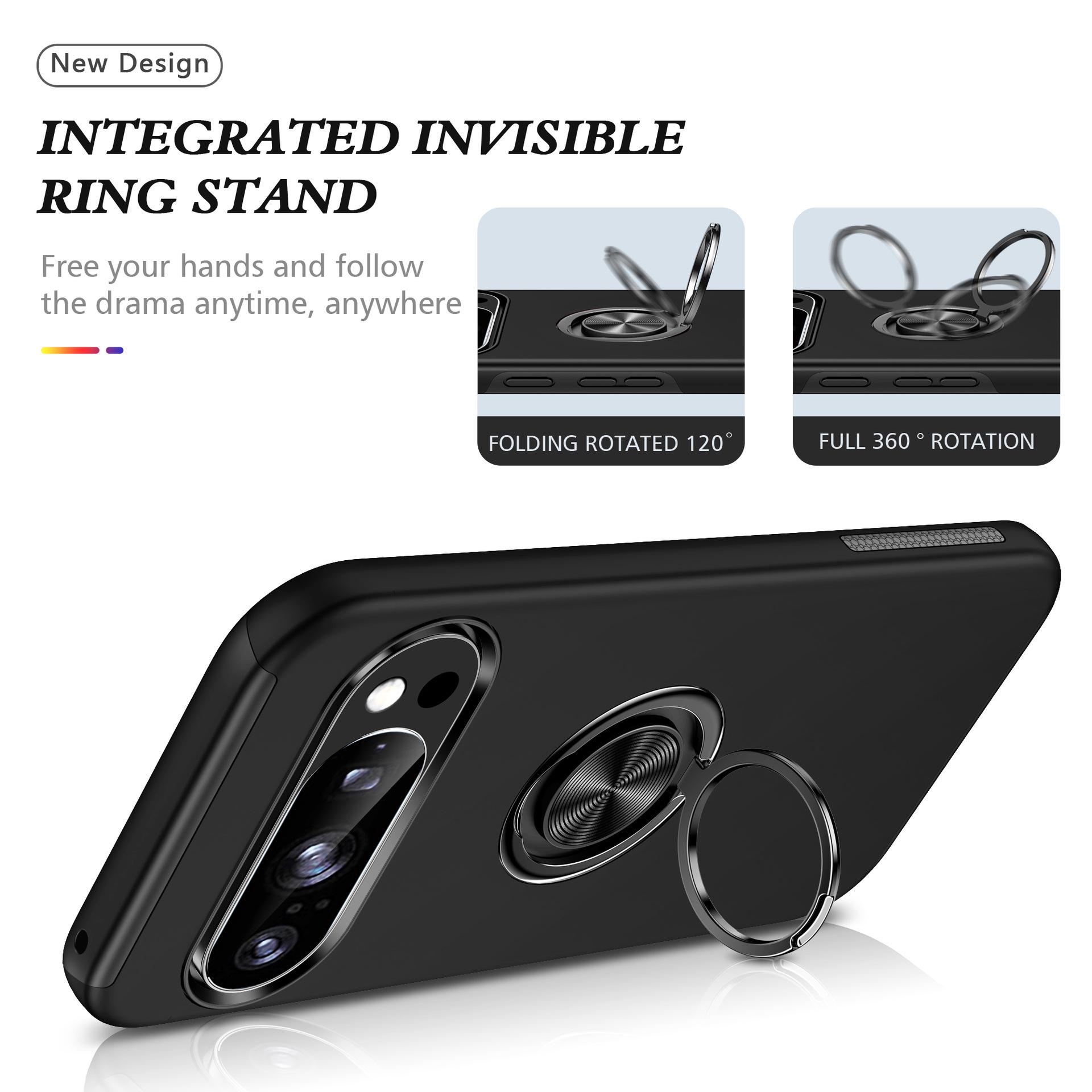 

Google Pixel 10 Phone Case & Pixel 9 Pro Car Magnetic Holder, Anti-Fall, Popular Model 8, Ring Frosted Design Pixel 7 Pro чорний