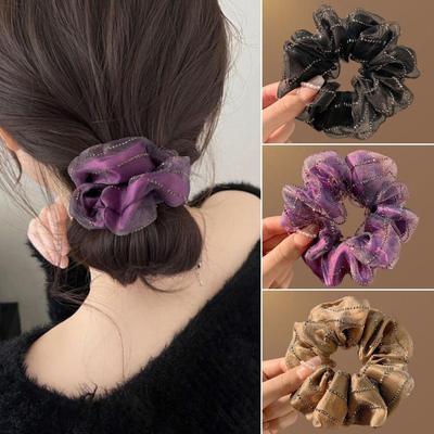High-End Mesh-Blumen-Scrunchie - Elastisches Damen-Haargummi für tiefen Pferdeschwanz