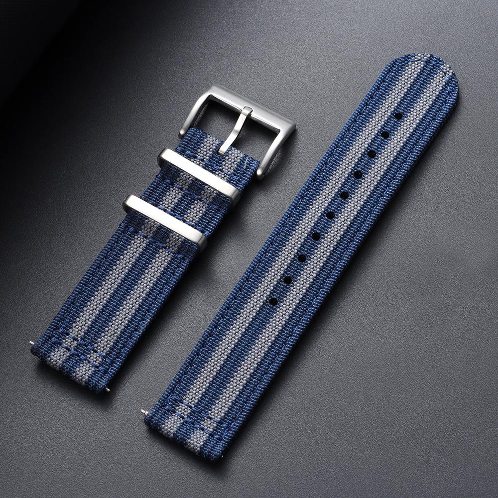 20mm 22mm Ribbed Nylon Watch Band Quick Release Army Green Nylon Strap Woven Canvas Fabric Band for Men Military Sports Bracelet