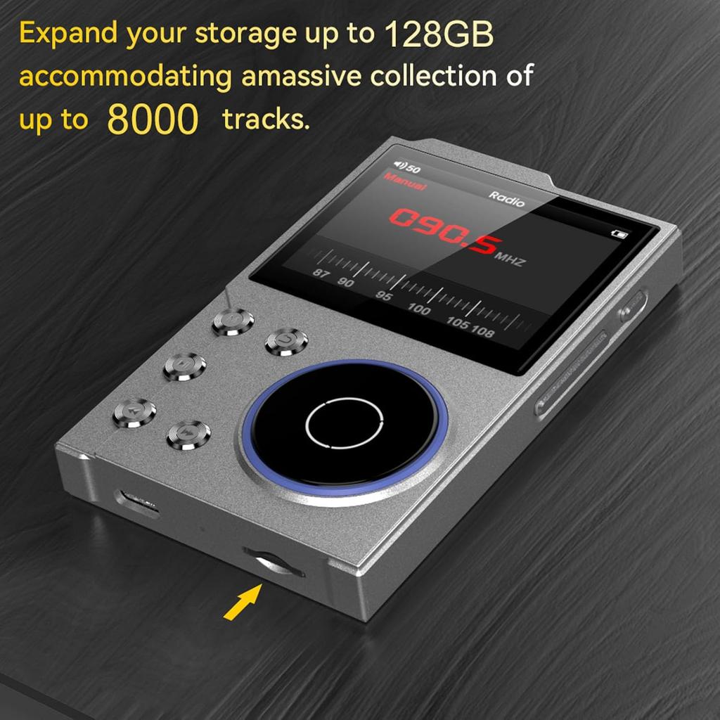 MP3 Player with Bluetooth 5.3, 16GB Digital Music Player 5.3 Lossless DSD DAC FLAC Player with 2.4inch HD Display Screen, Portable Audio Player,