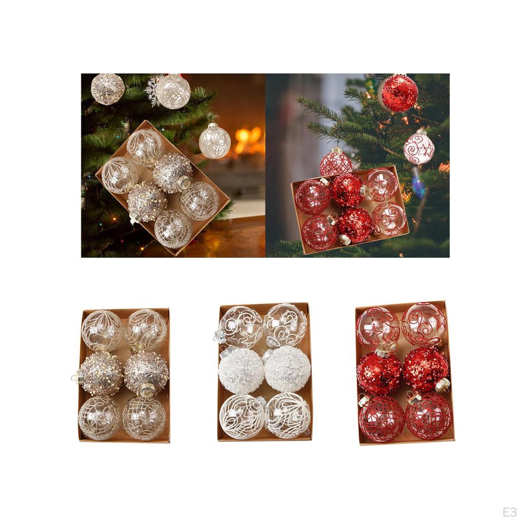 6 Pieces Christmas Ball Decorations Charm Pendants Baubles