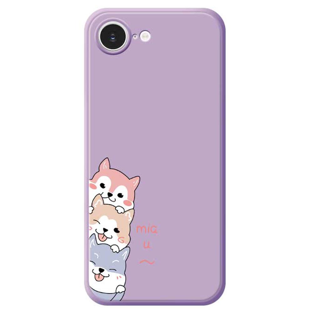 For iPhone 16e Case 3 Cute Dogs Pattern Printing Straight Edge TPU Phone Back Cover