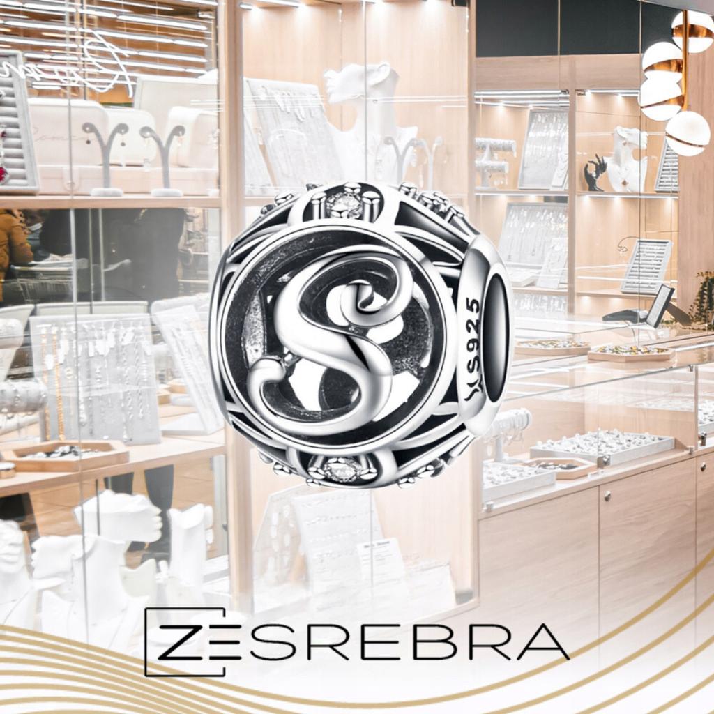Charms Letter S S925 Bead Beads Openwork Zircons Openwork Letter