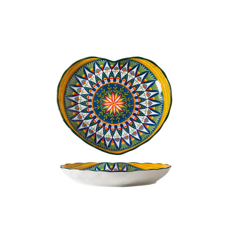 Ceramic Plates Vegetable Plates High-Appearation-Level Breakfast Plates Exquisite Heart-Shaped Dinner Plate Western Pasta Plate